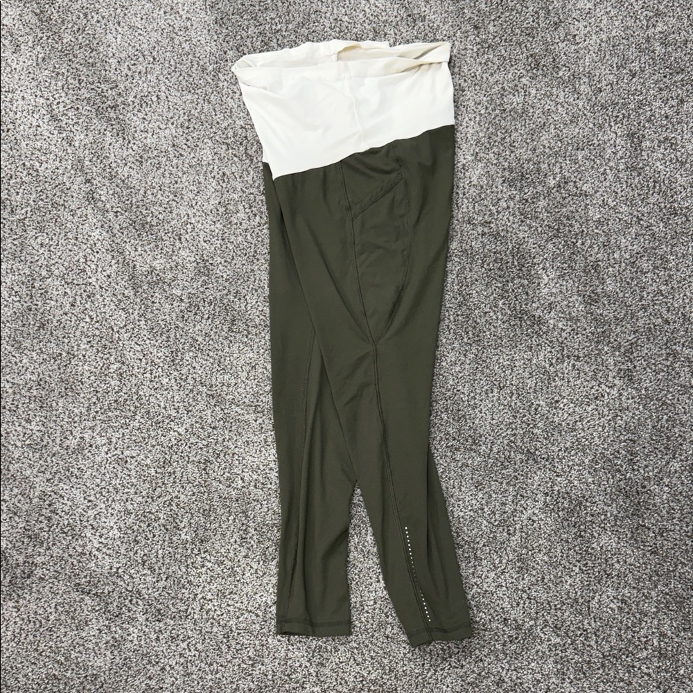 Pinkblush Two-Tone Leggings in Cream and Olive